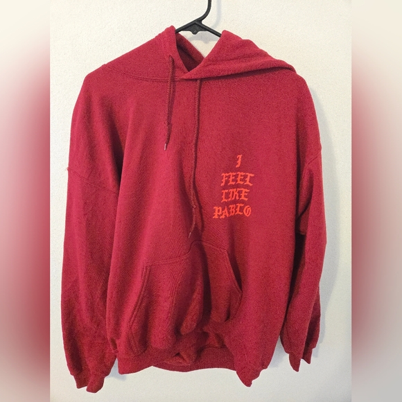 Kanye West I Feel Like Pablo Yeezy Men’s Large Red Double Sided Hoodie - Picture 2 of 6